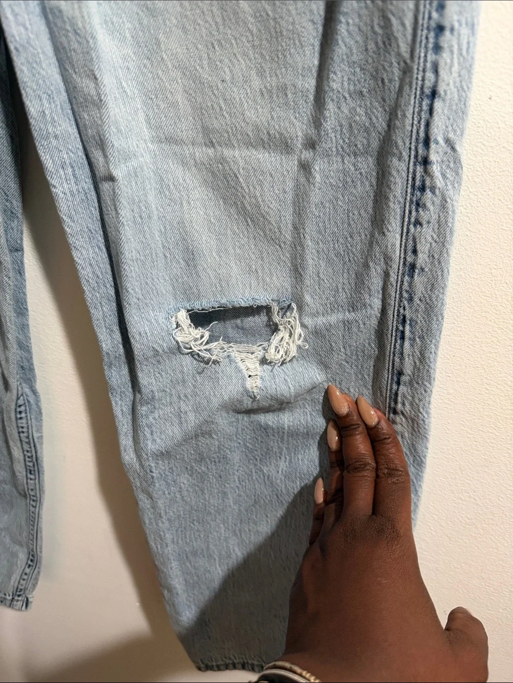 abercrombie kids Light Blue Distressed Straight Leg Jeans